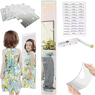 成長チャートミラー、壁用ミラー成長チャート、子供用高さ70-180cmチャート、子供用パズルミラー成長チャート、キッズルーム壁成長チャート寝室壁装飾、折りたたみ式高さ測定ミラー
