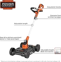 Vista 3 de BLACK+DECKER Cortacésped 3 en 1, recortadora y bordeadora de cuerdas, 12 pulgadas con batería adicional de iones de litio de 4 Ah (MTC220 y LB2X4020)