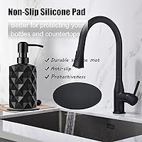 Vista 6 de 12oz Matte Black Soap Dispenser Bathroom, Black Kitchen Soap Dispensers with Stainless Steel Pump & Non-Slip Protective Silicone Pad, Black Glass