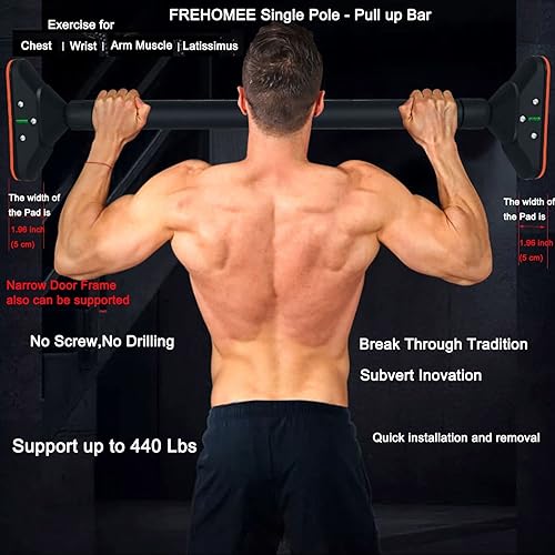 Miniatura 4 de Pull Up Bar for Doorway,Chin Up Bar for Body Workout,Narrow pads,Home Gym Exercise Fitness with Level Meter and Adjustable Width