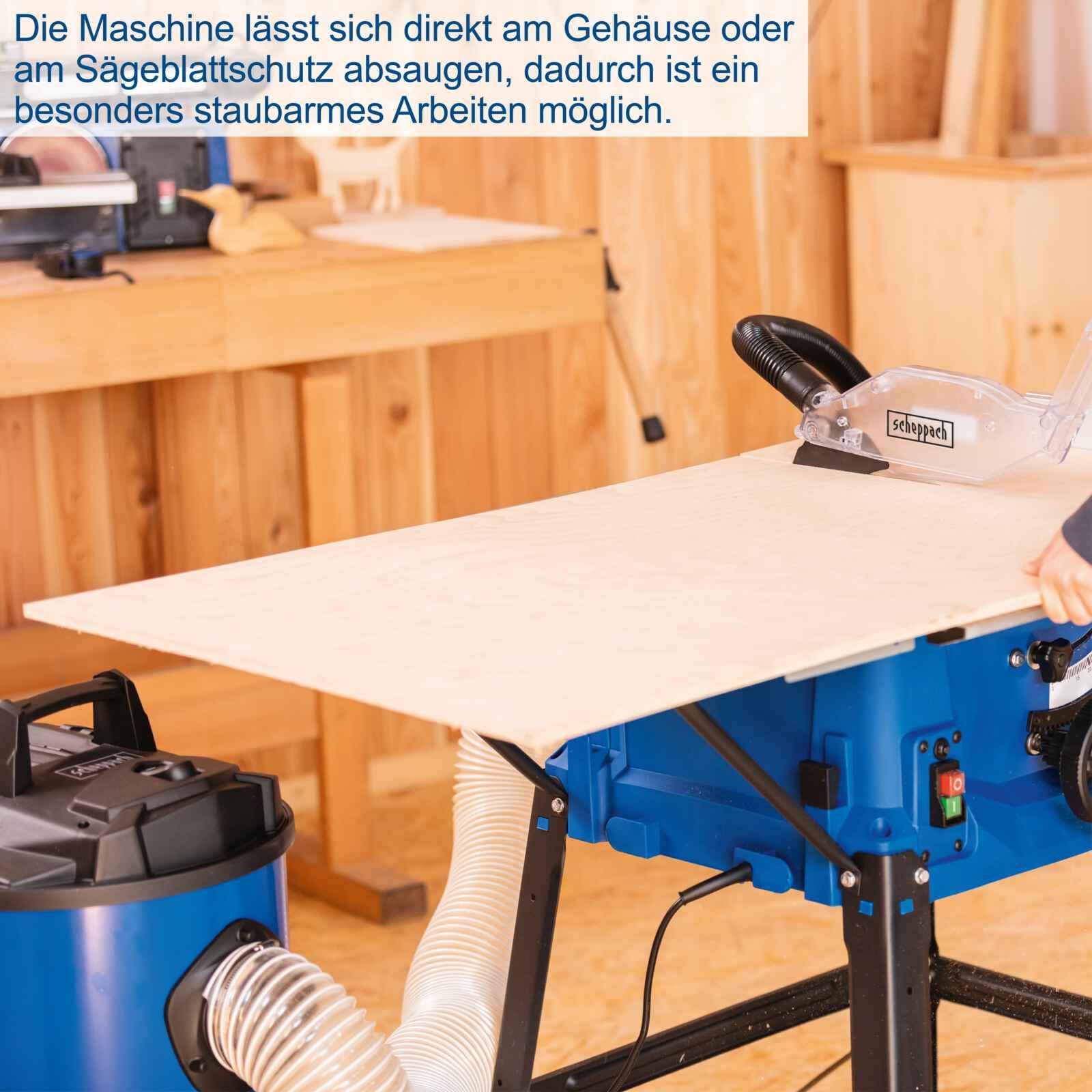Scheppach Tischkreissäge HS100S | 230V 2000W | Schnitthöhe 85mm | Sägeblatt Ø 250mm | inkl. Tischverbreiterungen und Untergestell | Tischgröße mit Verbreiterung 642 x 940 mm | inkl. 2. Sägeblatt