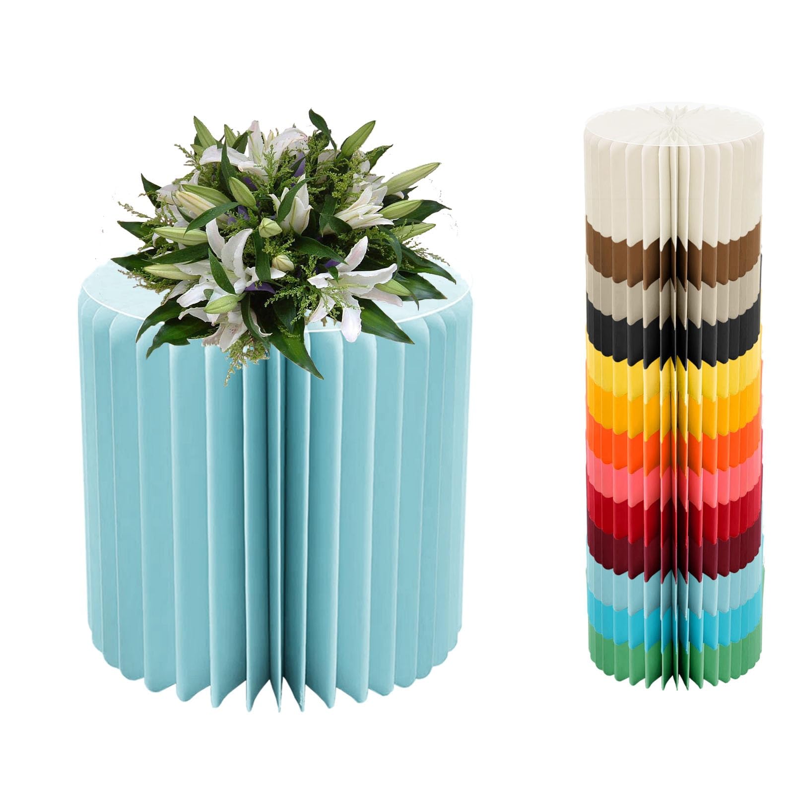 YTBHSHXZ plinth， Foldable Cardboard Cylinder Pedestal Cake Stand Multicolor 20-100cm(Light Blue,H 40cm/15.7in)