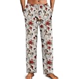 Pajamas Pants for Men Elastic Waist Long Sleepwear Pants with Pockets Casual Lounge Clothes S-2XL