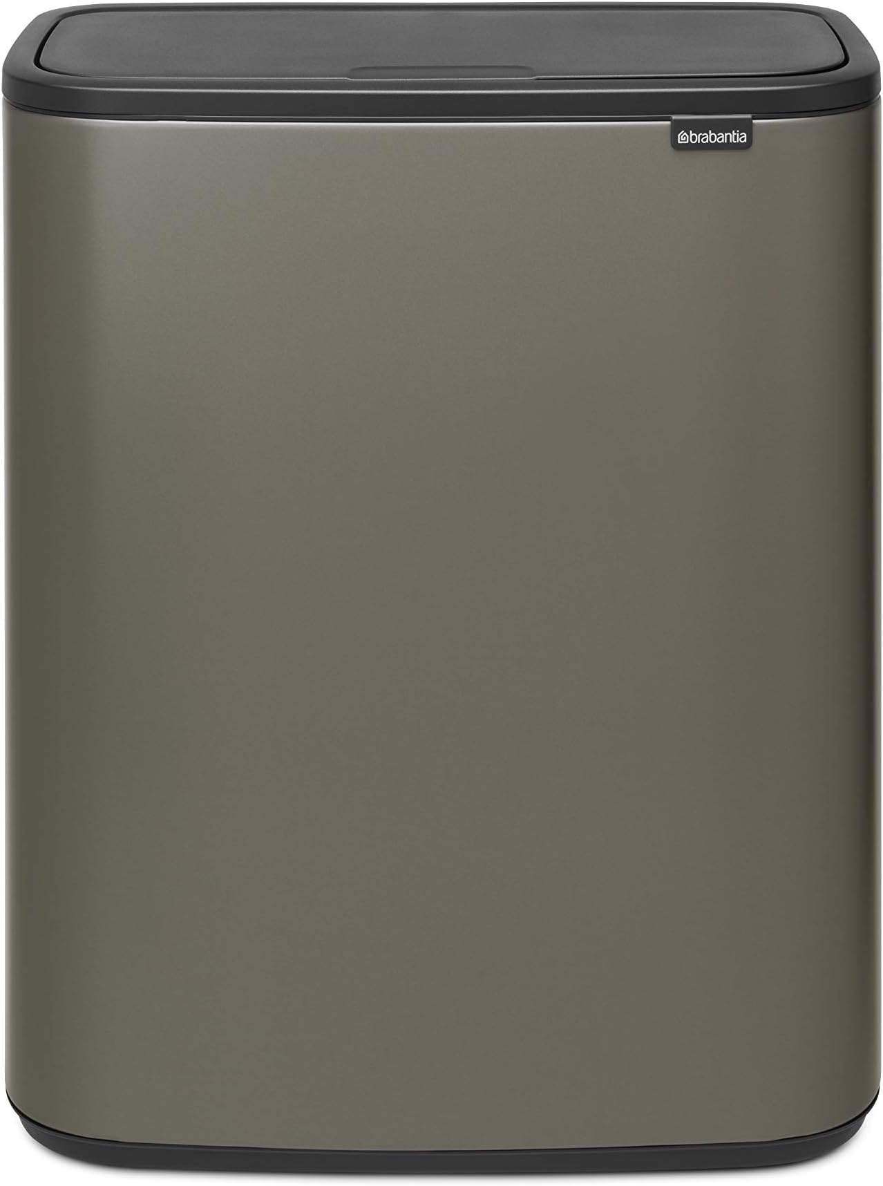 Brabantia Bo Touch Top Kitchen Trash Can with Single Compartment | Platinum | 16 Gal Inner Bucket | Soft-Close Garbage Can, Light Touch Opening, Stay-Open Lid | Fits Against Wall | + Trash Bags