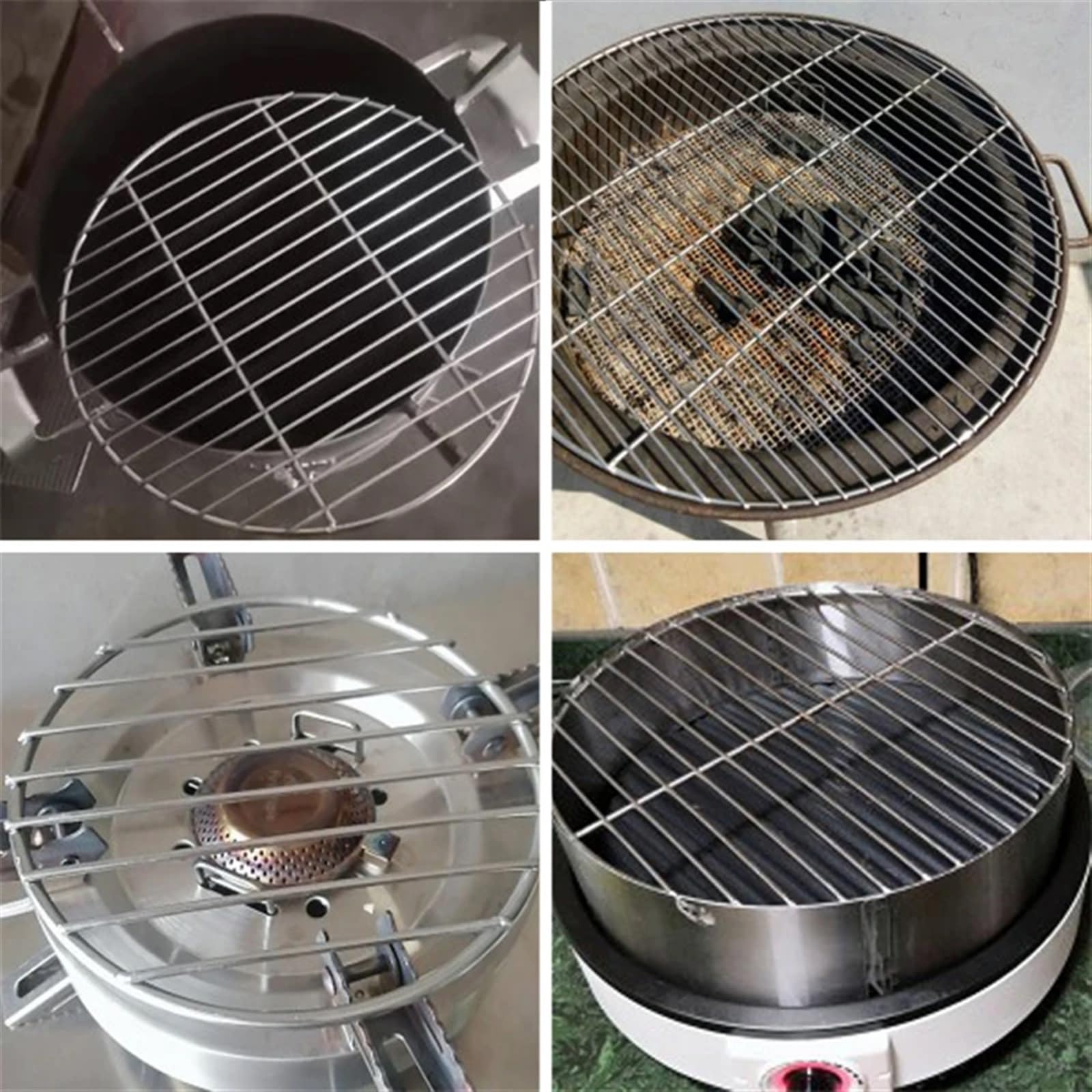 Mata do grilla, siatka ze stali nierdzewnej 304 do pieczenia, średnica 30 cm, z żelaznymi siatkami, idealna do akcesoriów do grillowania i rusztu