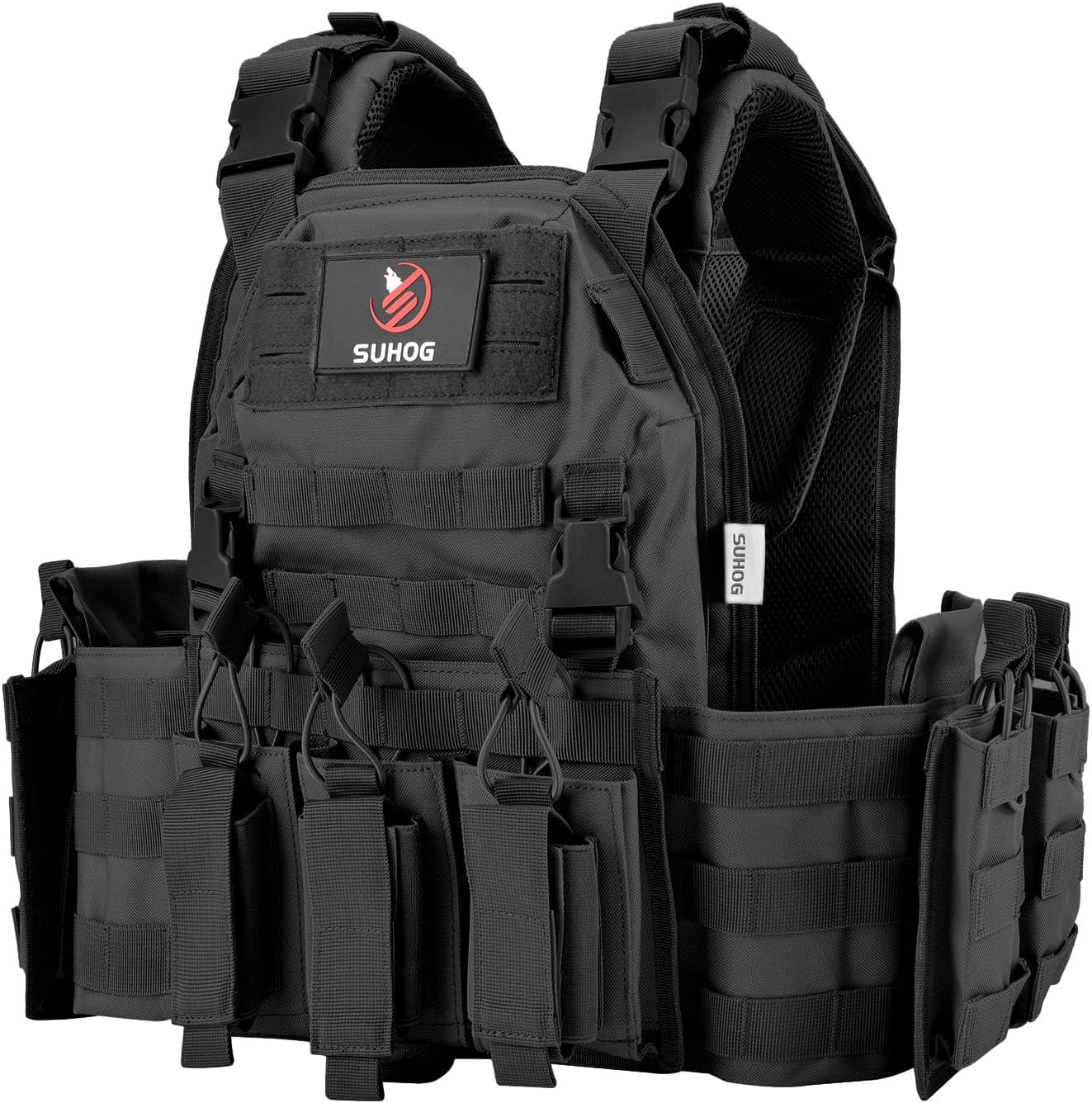 Adjustable Quick Release Tactical Vest, Molle Airsoft Vest, Lightweight Modular with Multiple Pouches For Training