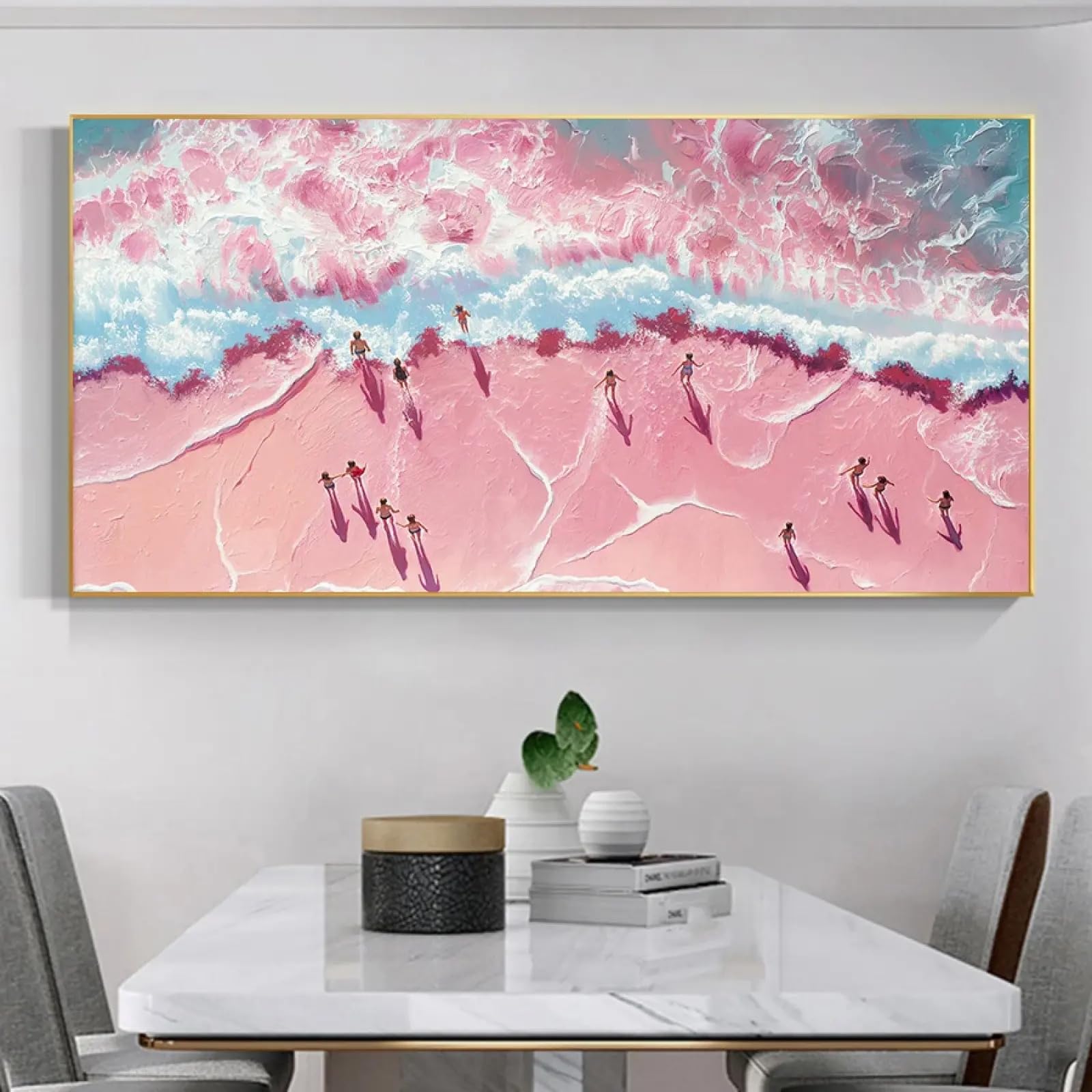 Impression sur toile vagues roses et art mural abstrait de mer - 8