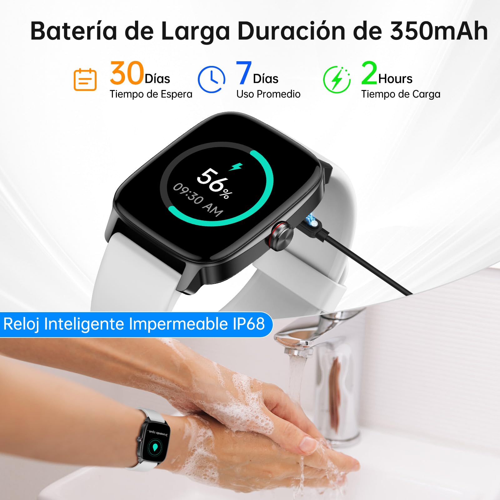 Reloj Inteligente Mujer Hombre con Llamadas Bluetooth y Voz AI, 1.85'' Smartwatch con Whatsapp Notificación, Pulsómetro/SpO2/Sueño/Podómetro, 110+ Modos Deportivos, Impermeable IP68 para iOS/Android