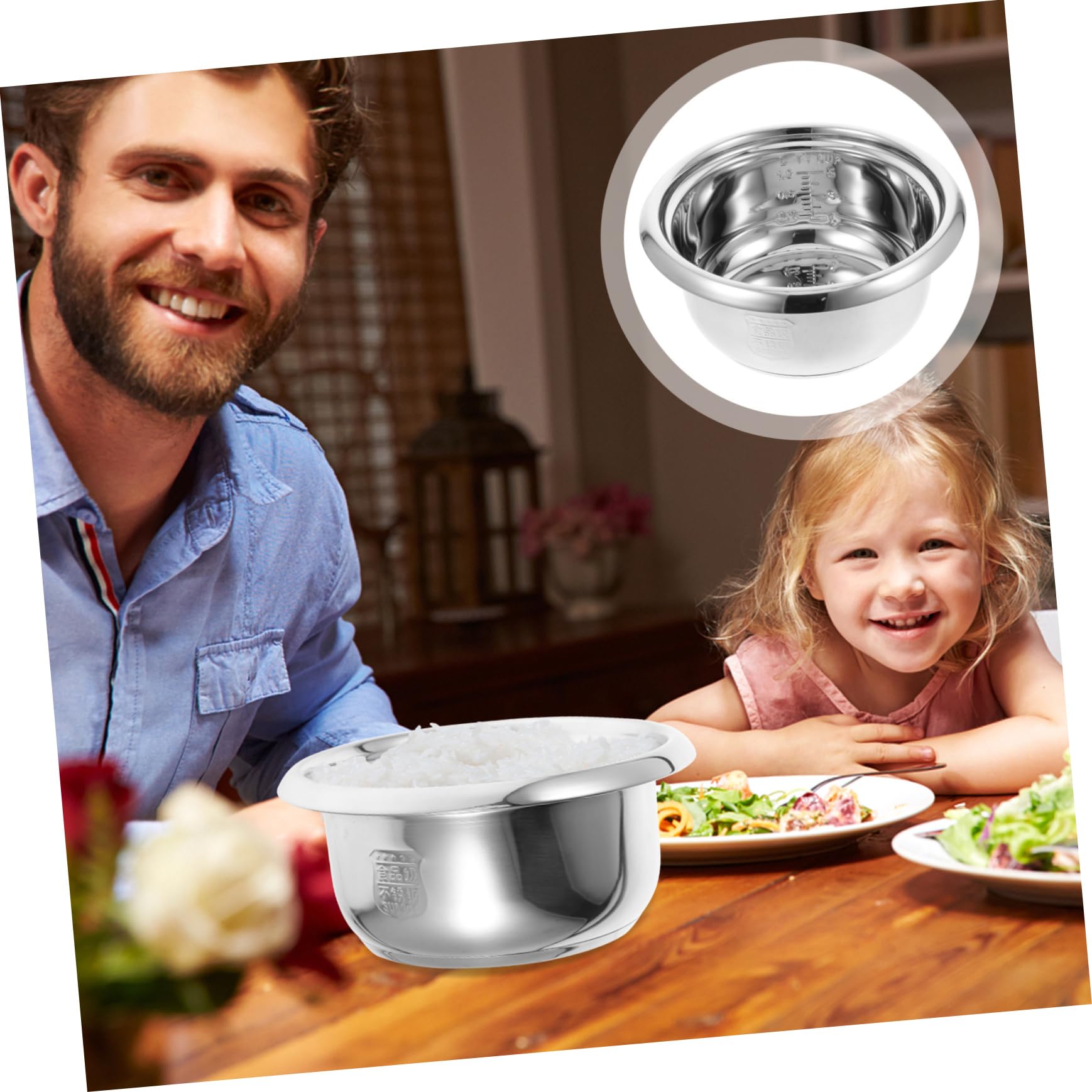 Accessoires Cuiseur Riz Doublure Intérieure en Acier Inoxydable pour Cuiseur à Riz, Revêtement Antiadhésif, Compatible, Distribution Homogène de Chaleur pour Cuisson