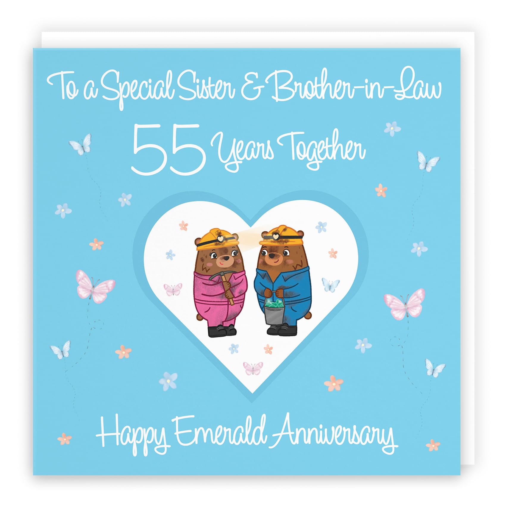 Hunts England, Sister & Brother-in-Law 55th Anniversary Card, 55 Years, Emerald Anniversary, Romantic Meadows, Fun Card