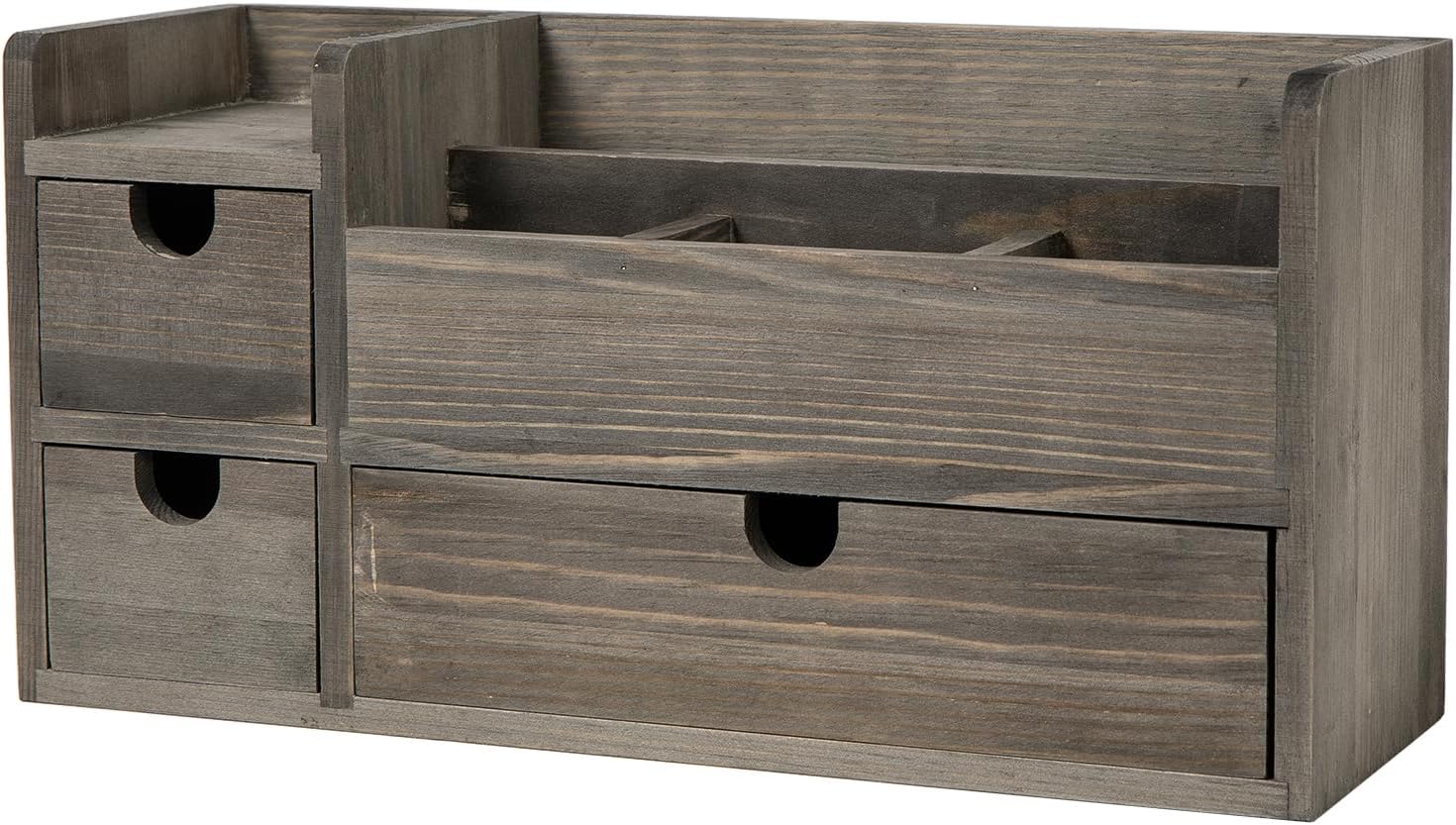 Rock Grey Wooden Desktop Organizer 3 Drawers Office Supplies Storage Caddy Stationery Box Mail Holder Note Pads Makeup Tools Cosmetics