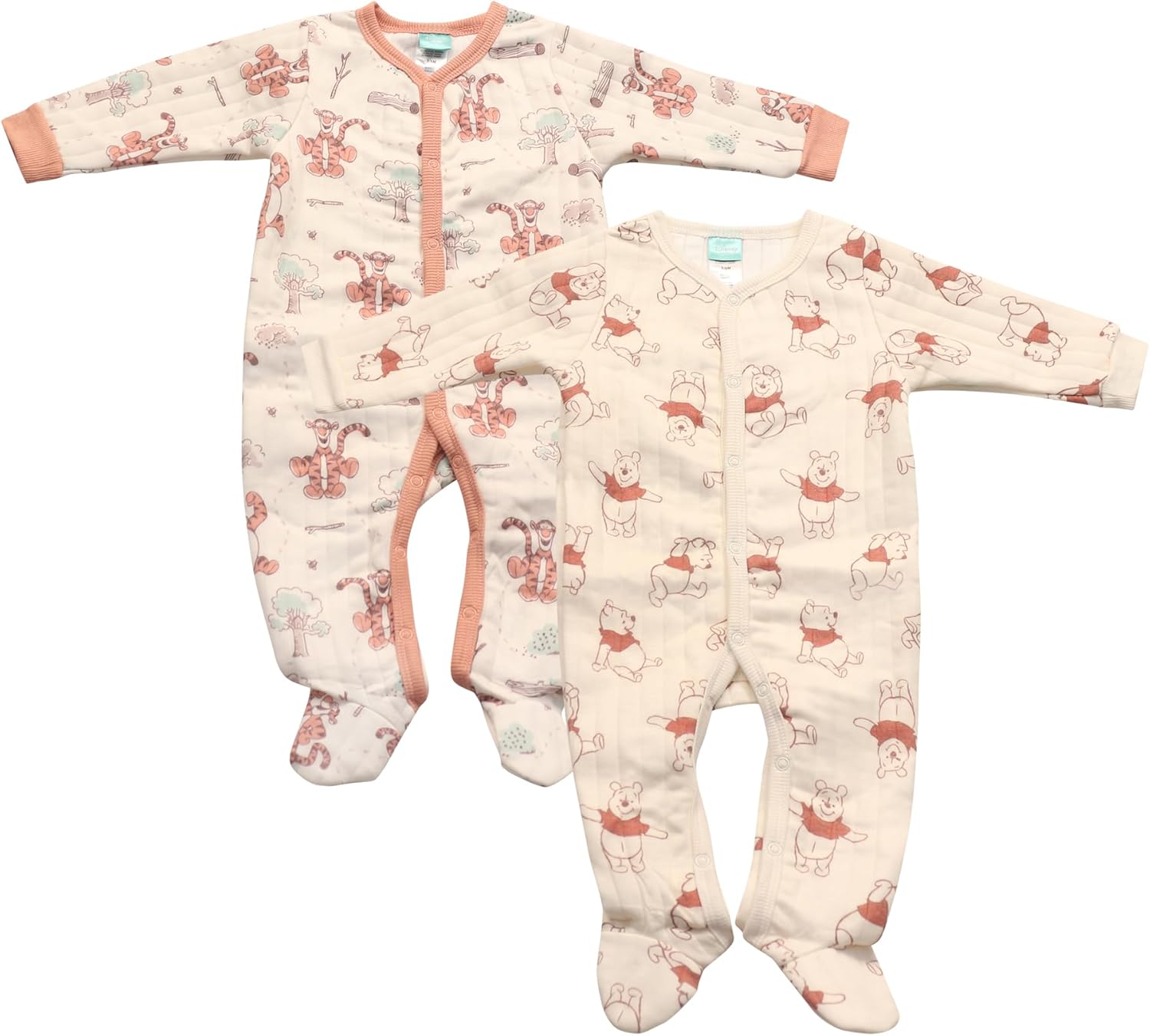 Magic Threadz Disney Clothes Baby Boys 2-Pack Quilted Footed Coveralls Mickey Mouse, Winnie the Pooh and Dumbo (0/3M-6/9M)
