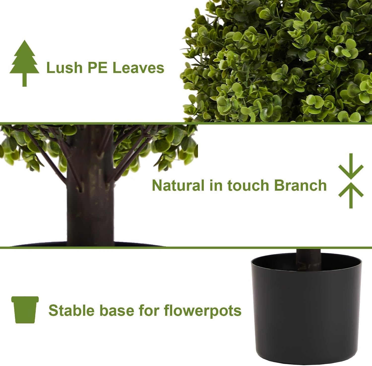 22in Boxwood Ball Shaped Artificial Topiary Shrubs Tree in Pot for Home and Garden Decoration 2pcs/Set
