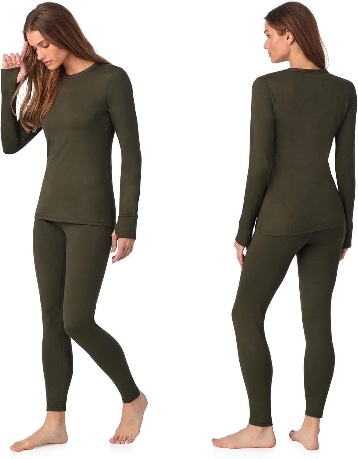 Cuddl Duds Womens Heavyweight Cold Weather Fleece Lined Thermal Set – Long Sleeve Top & Leggings - Winter Lounge Sets - Image 2