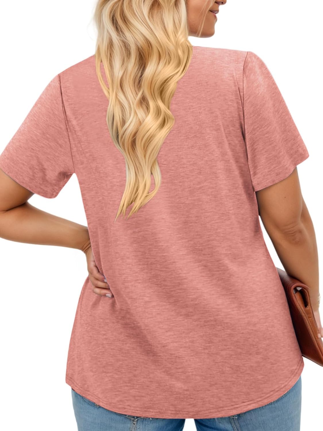 ROSRISS Womens Plus Size Tops Summer Fashion Short Sleeve Tees Casual Collared Polo Shirts Loose Fit Button Blouses XL-5XL - Image 3