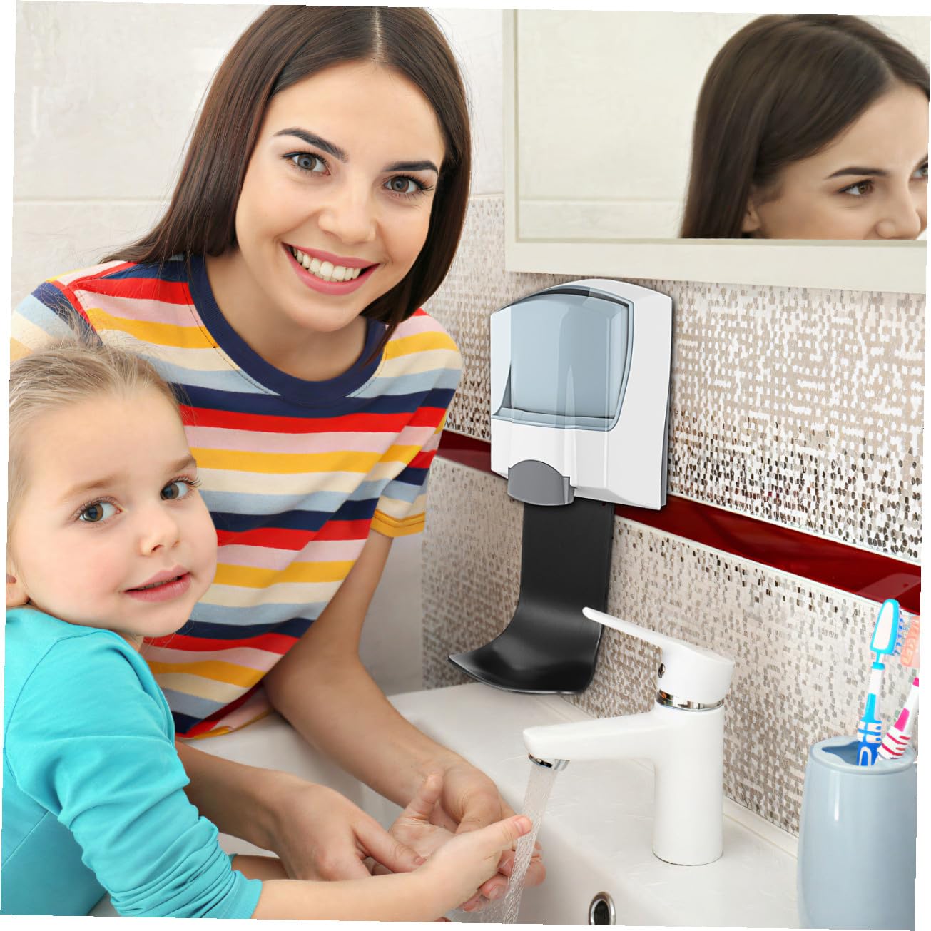 TOPBATHY 4pezzi Dispenser Automatico Per Sapone Con Vassoio Antigoccia Plastica Da Adatto Bagni Cucine e Ambienti Commerciali Facile Da Pulire