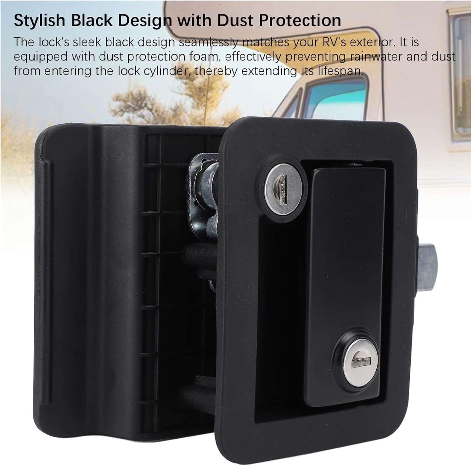 RV Door Latch Handle RV Door Lock Zinc Alloy with Back Locking Switch Enhanced Security Motor Home Travel Trailer