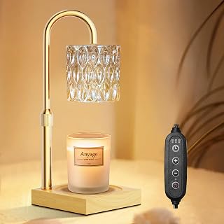 Anyage Candle Warmer Lamp with Timer and Dimmer, House Warming Gifts New Home Decor, Adjustable Height with 2 Bulbs(Amber)