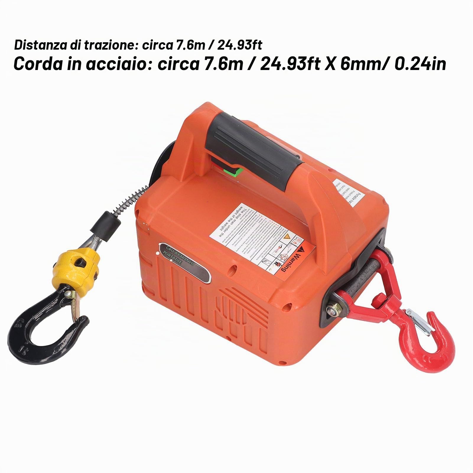 Paranco Elettrico 500KG, Gru di Sollevamento Verricello Elettrico Portatile 12V con Remoto Verricello di Recupero Cavo in Acciaio da 7,6 M per Barche Veicoli Leggeri Utilizzabile