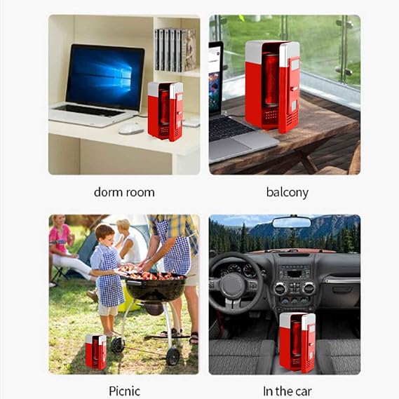 Fridge for Drinks - Portable Mini Cooler and Warmer Appliance | Compact Personal Can Coolersz for Single Beverage, Food, Skincare | Small Desktop Dormitory, Bedroom, Office Desk