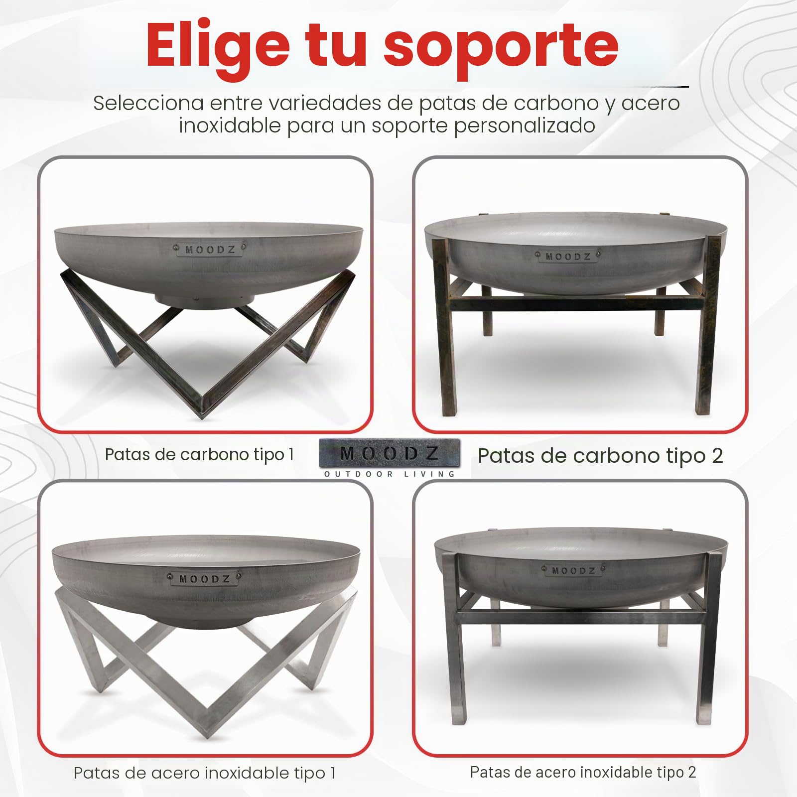 MOODZ Cesta de Acero Inoxidable Fuego - Cesta de Jardín - Barril de Fuego Exterior (Ø60 cm RVs)