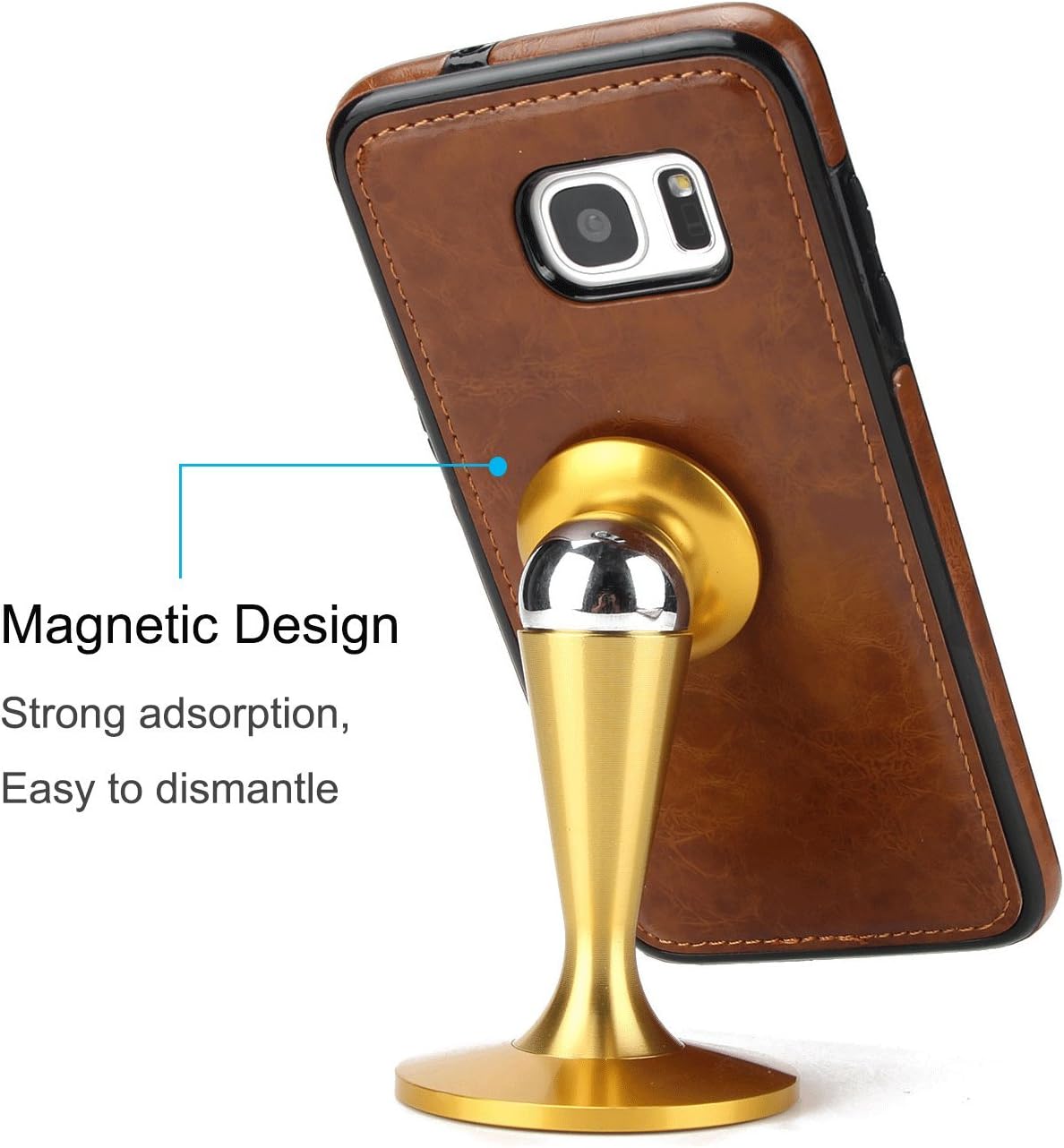 UEEBAI Case for Samsung Galaxy S7,Premium Folio PU Leather Wallet Case with [Detachable] [Magnetic Closure] [Card Slots] Stand Function Full Protection Flip Cover Case for Samsung Galaxy S7 - Brown