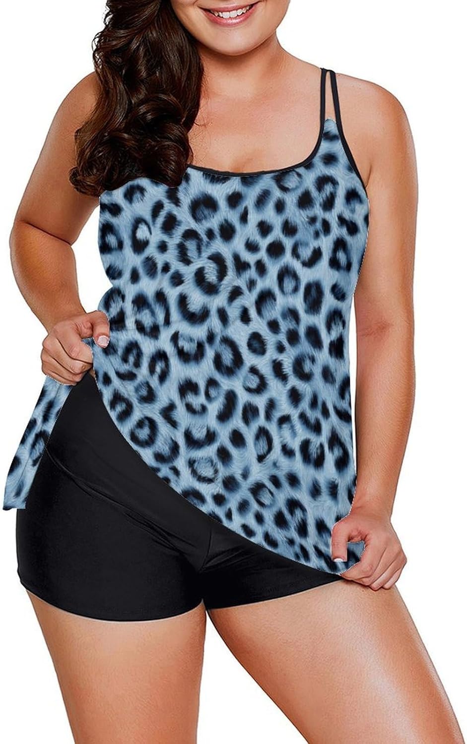 Black Irregular Spots Womens Tankini Bathing Suits Tankinis Swimwear for Women Plus Size Swimsuit