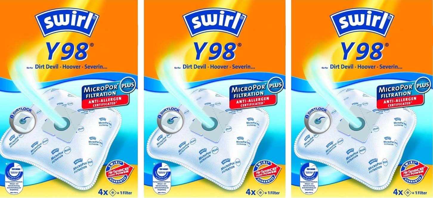 12 Sacchetti Aspirapolvere Swirl Y98 Per Bob Home 2351 – Crazy Vac, Originali, 5 Strati, Antiallergici