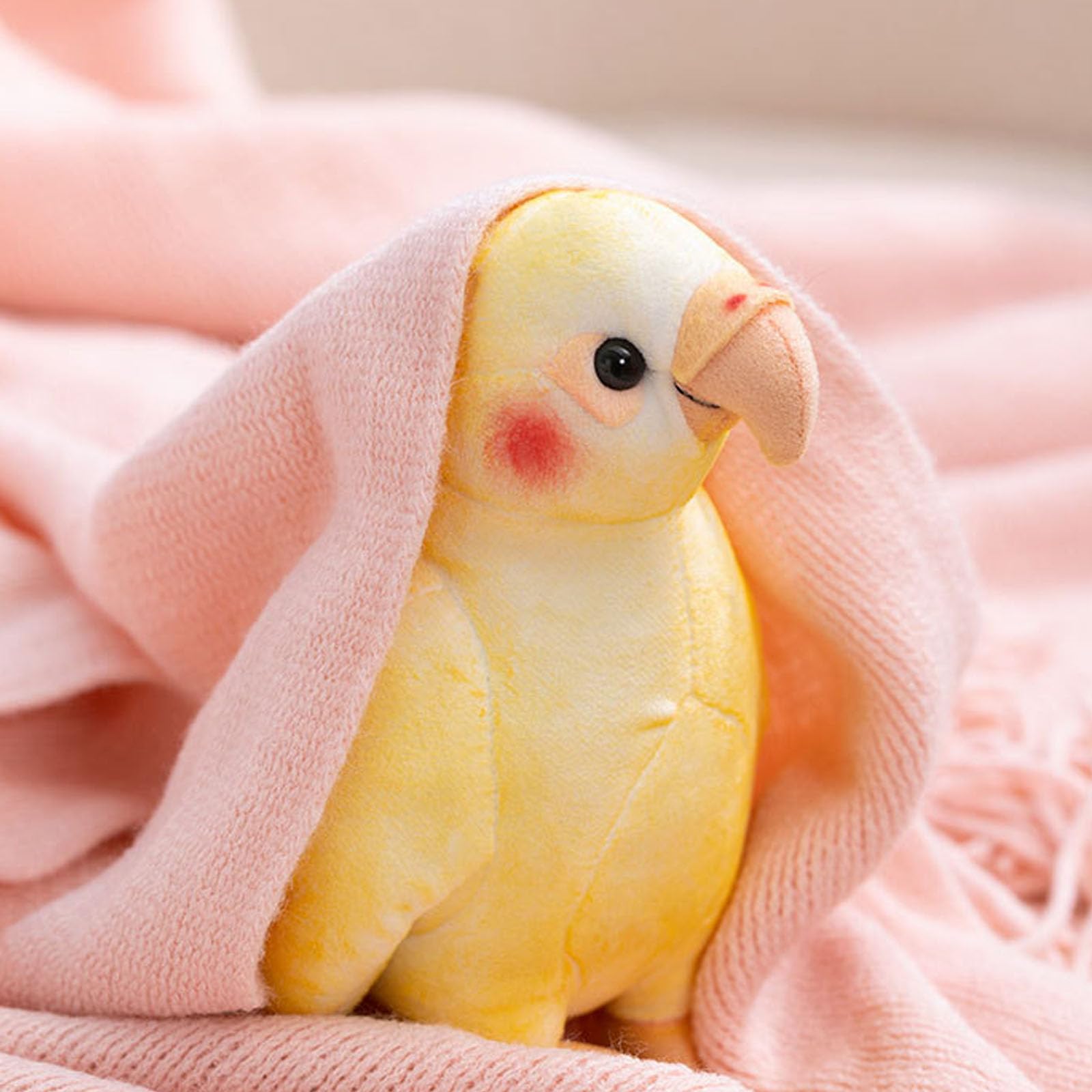 pluszowa zabawka, Śliczna żółta pluszowa papuga, miękka wypchana Lovebird, urocza przytulanka prezent dla dzieci i miłośników ptaków