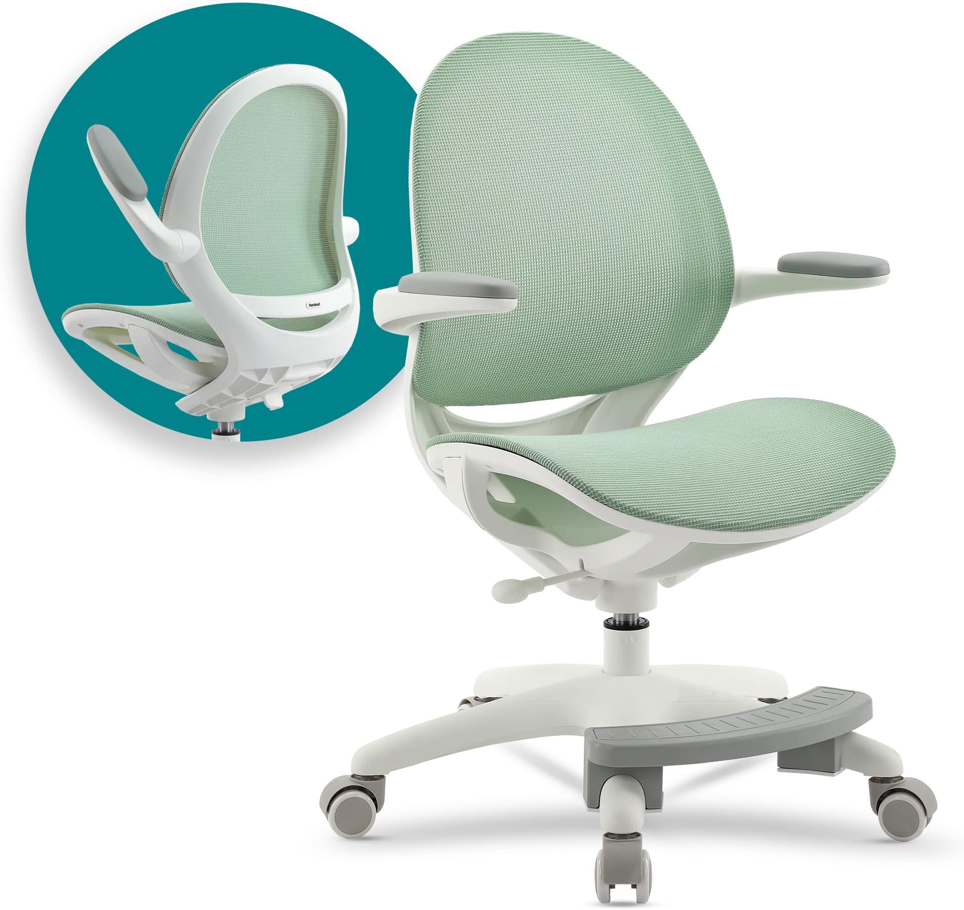 NA Growing Child Adjustable with Footrest Lumbar Support (Aqua) Study, Ergonomic Kids Desk Chair
