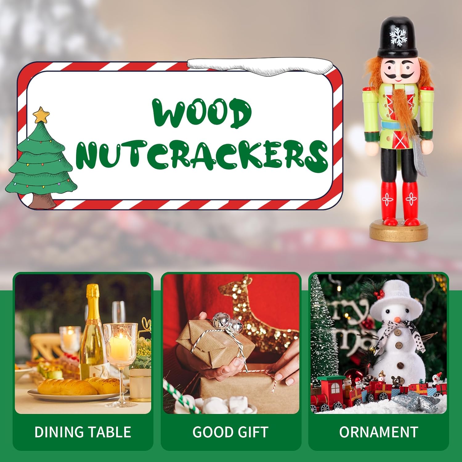 5PCS Christmas Nutcracker Ornament Set - Wooden Nutcracker Figures Soldier Xmas Decorations for Tree Table Decor Gifts - Image 7