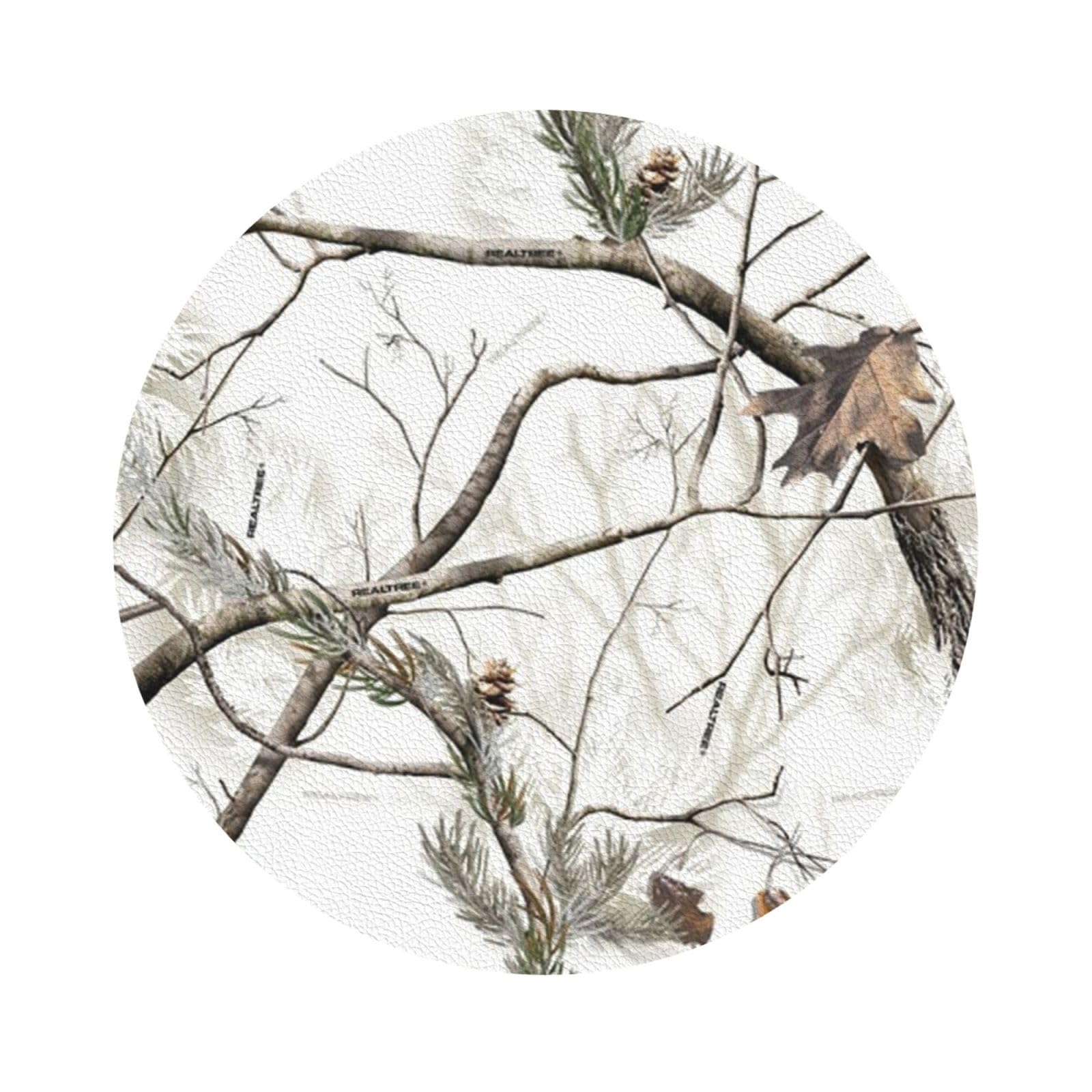 White Trees Camo PU Leather Coasters Set of 6 Round Drink Coasters