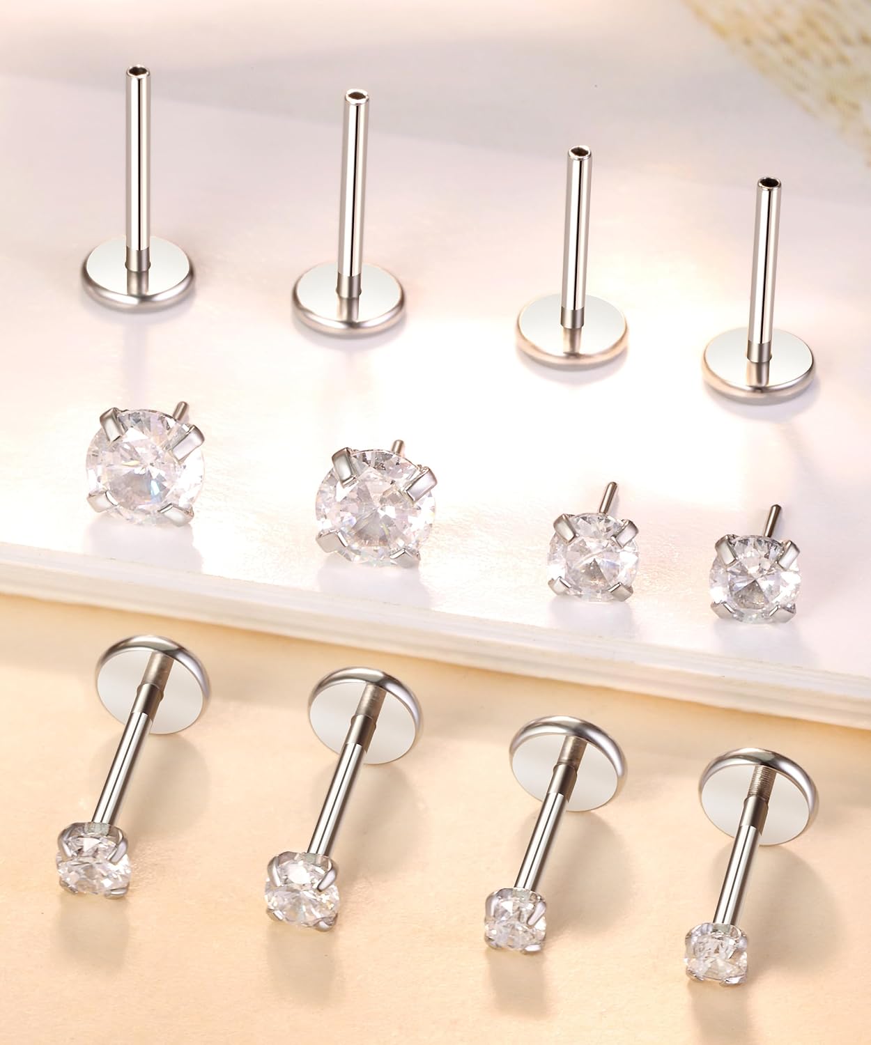 Nose Studs Lip Rings Labret Tragus Piercing Jewelry Flat Back Cartilage Stud Earrings for Women