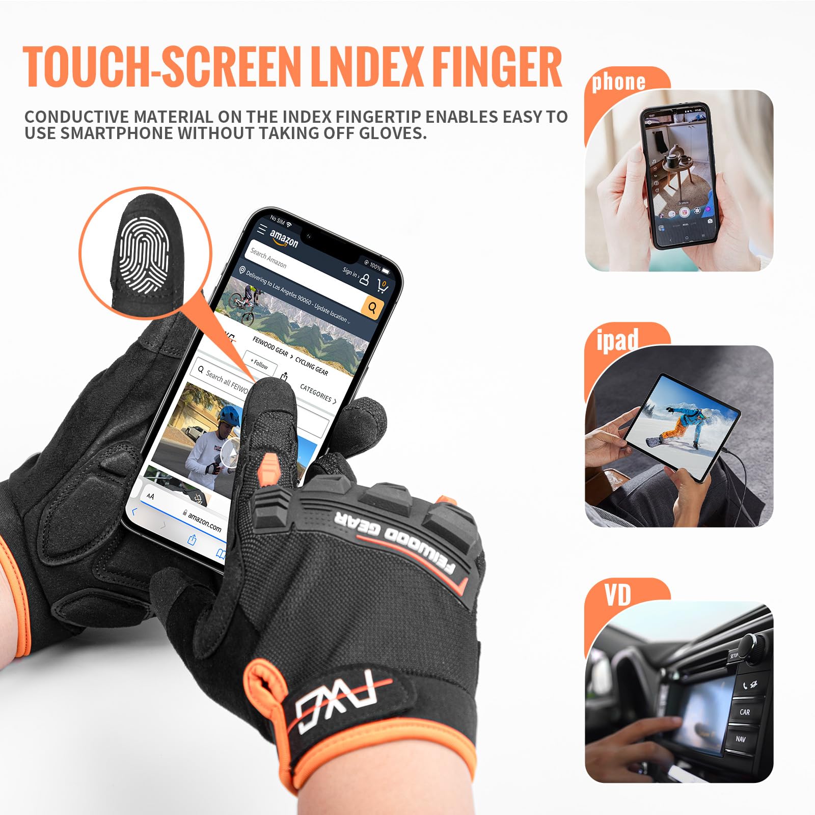Guantes de ciclismo para hombre/mujer, guantes de bicicleta con dedos completos, antideslizantes, amortiguadores, acolchados, MTB/guantes de ciclismo de carretera