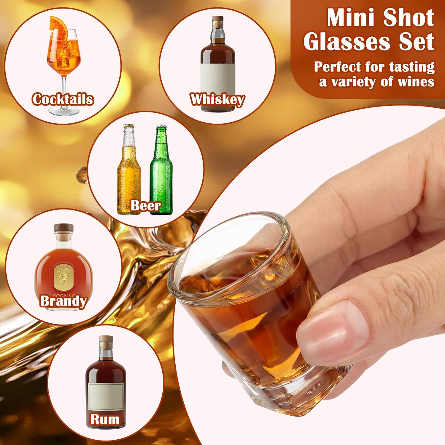 24 Pcs 0.5oz Mini Shot Glasses Set with Heavy Base, Clear Cute Whiskey Glasses Cups Small Bulk Wine Cup for Wine Tasting, Vodka Liqueurs Tequila Soju Espressos