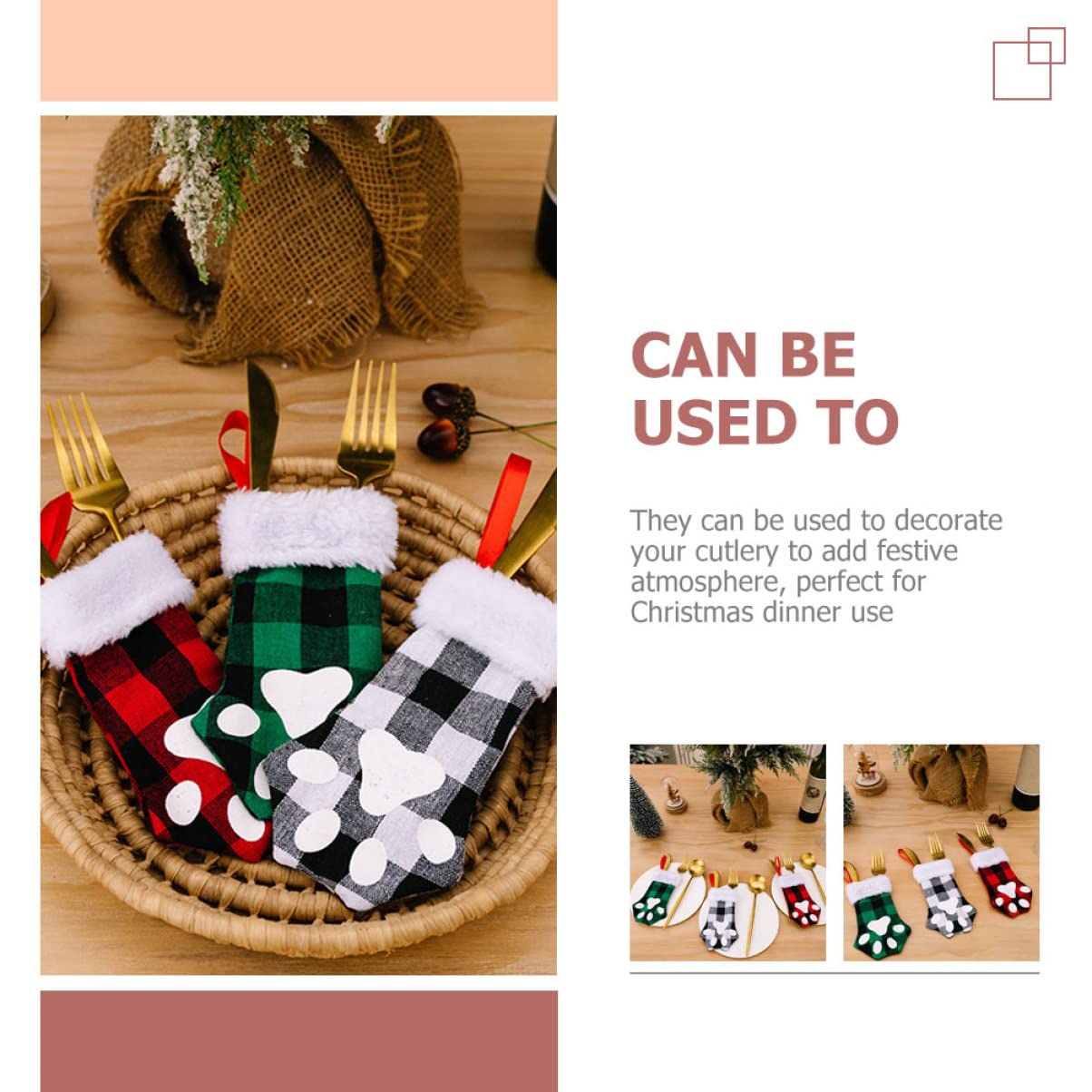 PRETYZOOM 5 Set Calza di Natale Artiglio di Gatto Giocattoli Gatto Natale Decorazione Albero Natale Decorazione Natale Albero Sacchetto Calza di Natale Decorazione Natalizia 3 Pezzi*5