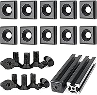 Vista 13 de 20 piezas de soporte de esquina de extrusión de aluminio negro de 2020 con ranura en T, forma interior en L, conector de hardware de ángulo de unión