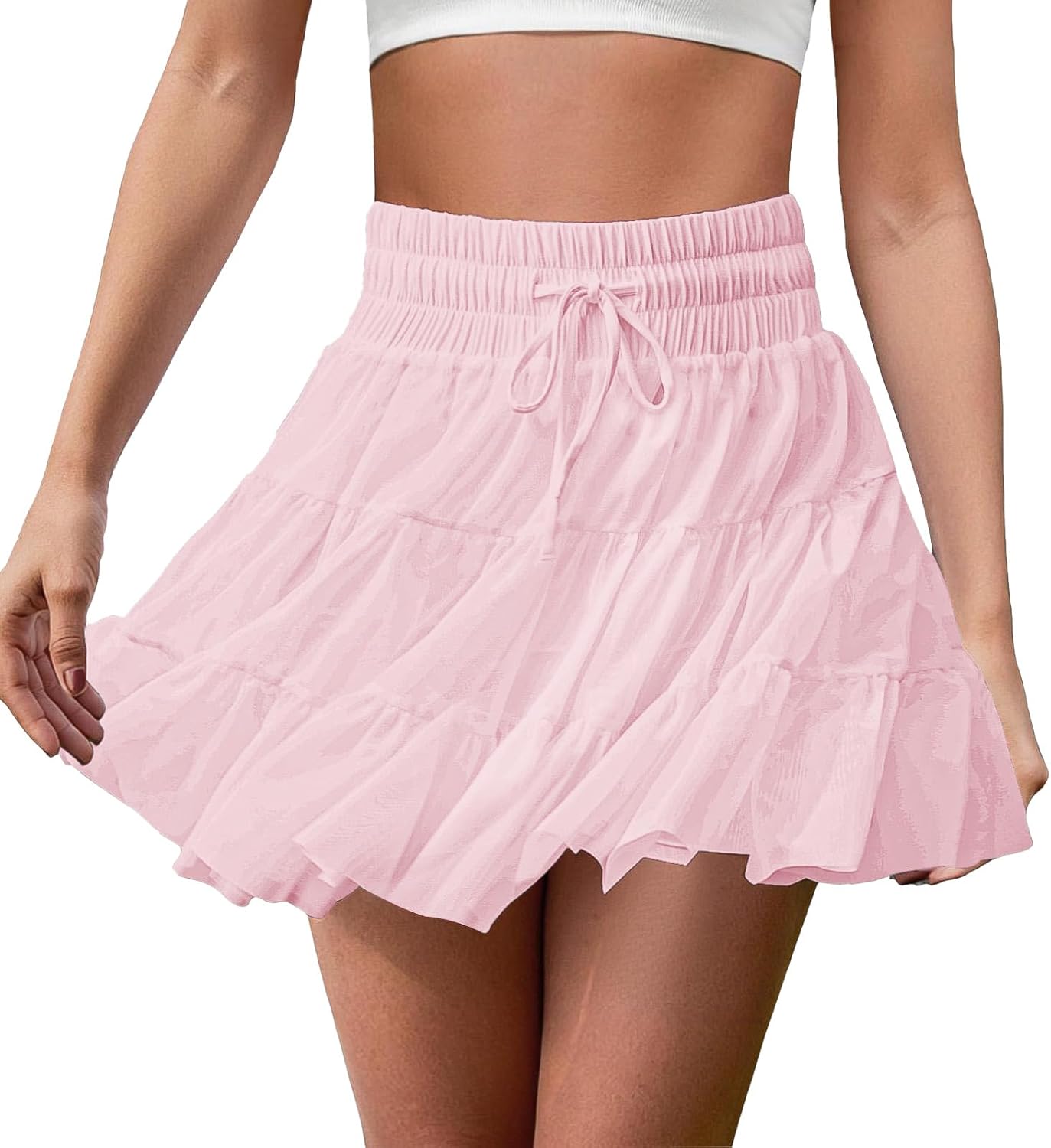 FireSwan Tennis Skirts for Women Golf Skirt High Waisted with Shorts Underneath Athletic Pleated Tulle Ruffle Skorts Pockets