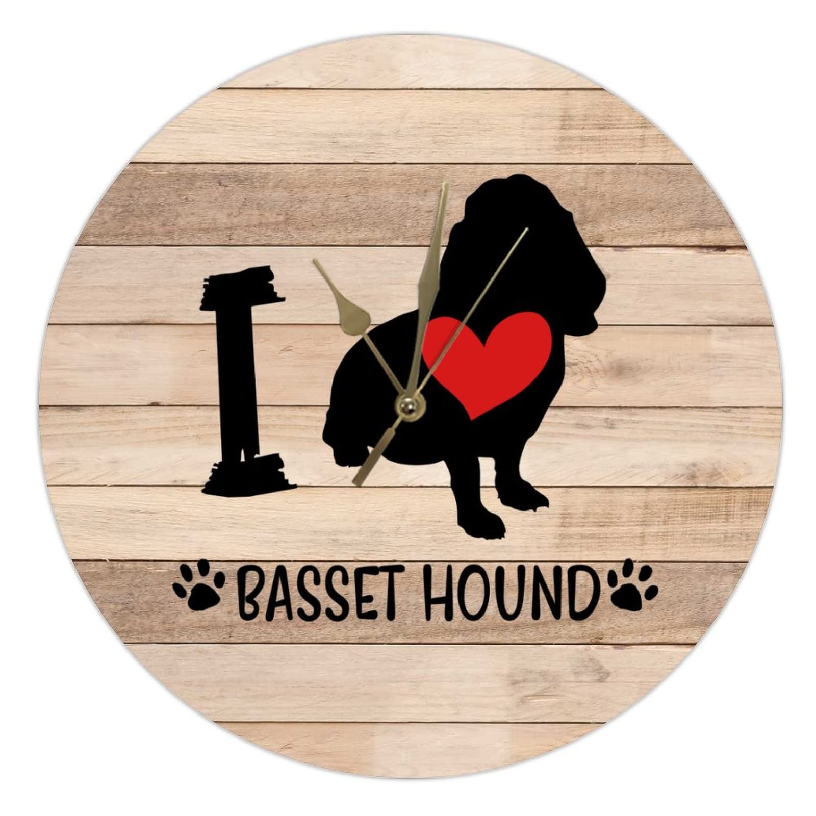Horloge murale en bois I Love Dog 38 cm silencieuse
