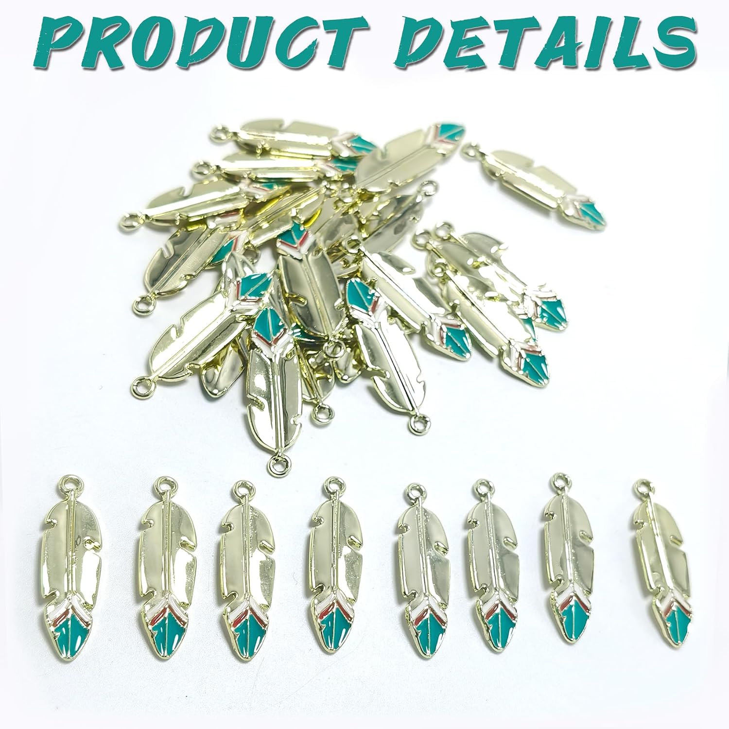 SYBKED 40 Pcs Indian Style Feather Charms Pendants DIY Alloy Accessories Sweater Chain Bracelet Necklace Earring for Women Decoration Jewelry image 3