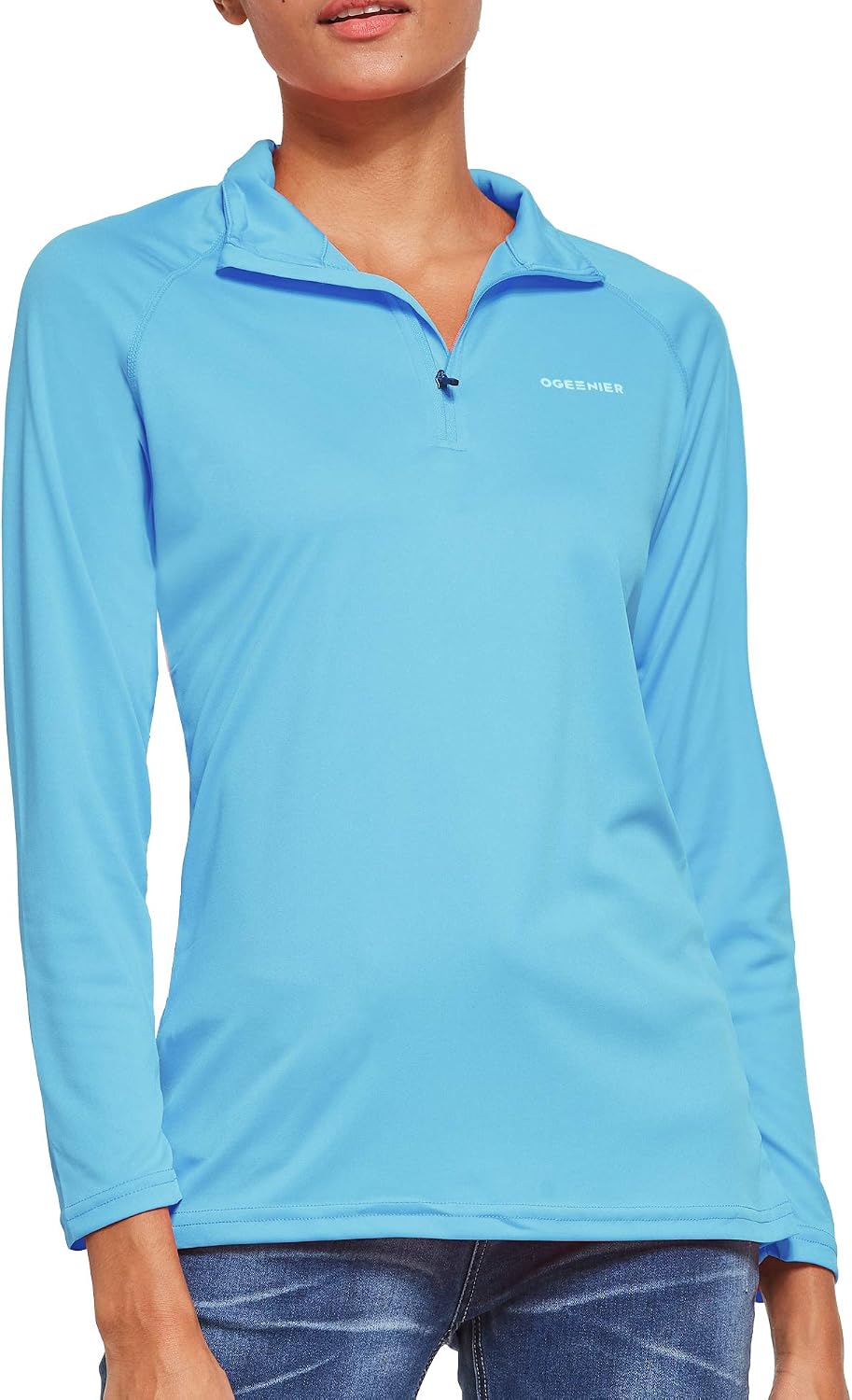 OGEENIER Women's 1/4 Zip Pullover UPF 50+ Sun Protection Shirt Long Sleeve SPF Shirts Hiking Running Golf Shirts