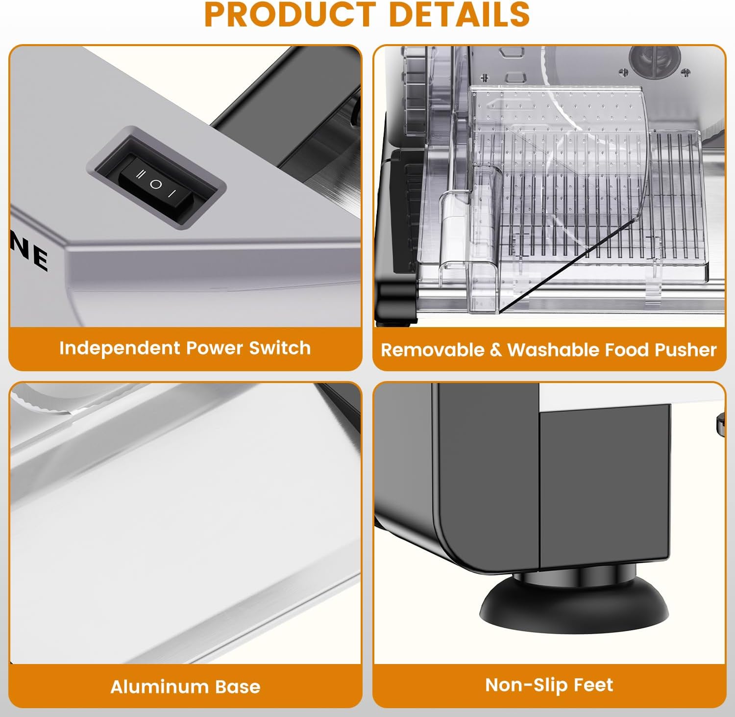 Bread Slicer for Homemade Bread - 120W Deli Food Slicer with Removable 6.7" Stainless Steel Blades, 0-18mm Adjustable Thickness, Sourdough Bread Slicer for Homemade & Commercial Use