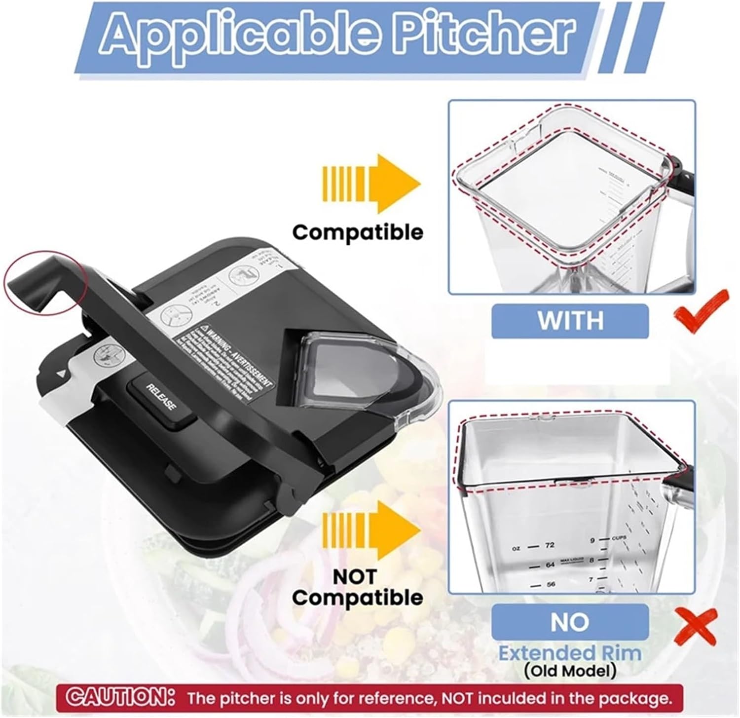 Locking Lid Replacement ，Compatible For Ninja ，Blender 72Oz XL Pitchers, Parts Accessories Square Top Cover ，Compatible For Ninja ，BL610 BL710WM BN701