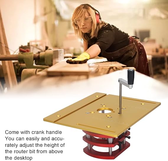 Estink Router Kit, Manual Lifting Router System Kit Router Table Saw Insert Base Plate Router System Router Worktable for Woodworking Small Trimming Machine