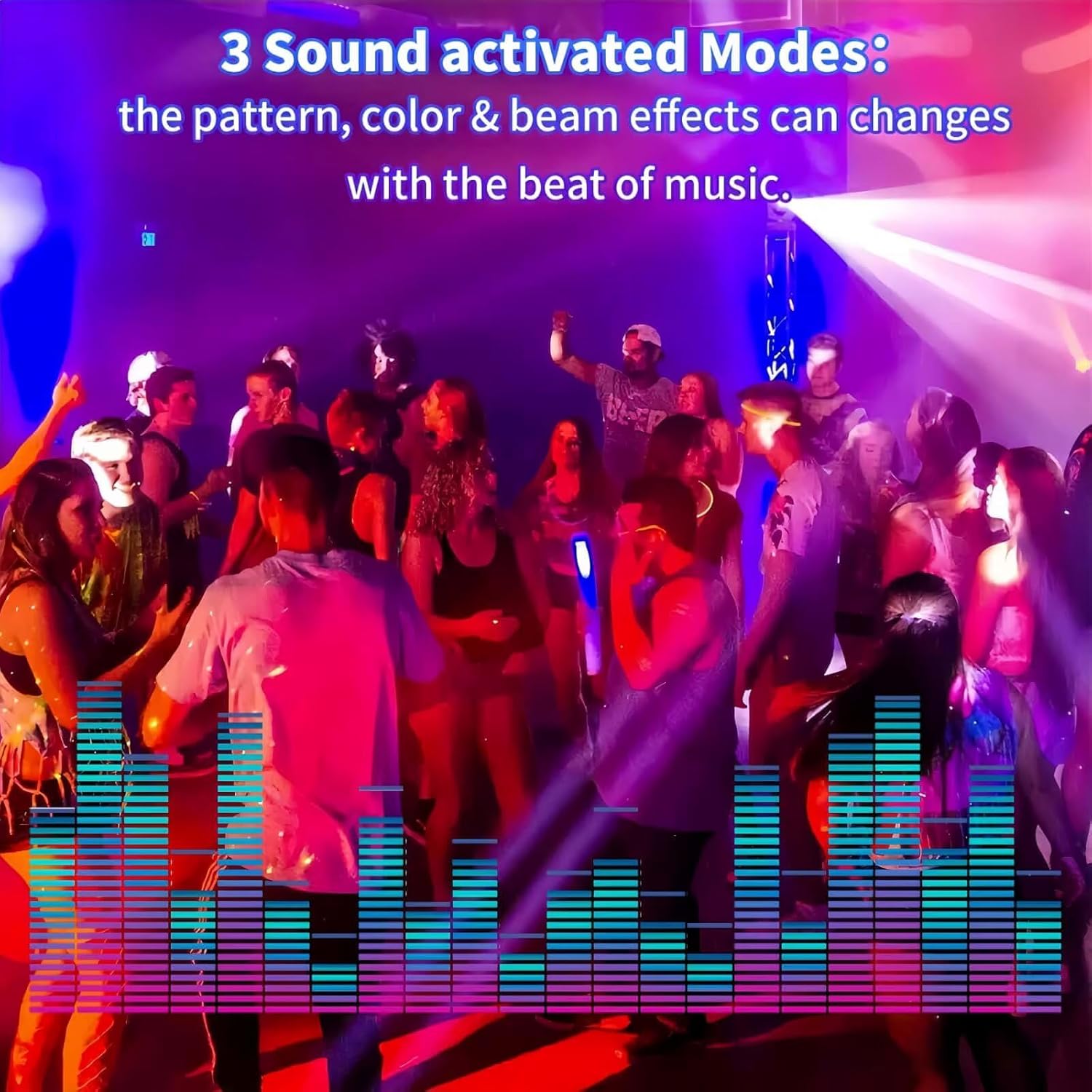 Upgraded 21 Lens Party Light Dj Disco Lights,Pro 3 in 1 DMX & Sound Activated RGB UV Strobe Light,Stage Laser Lights Indoor with Remote Control for Rave Club Dance Bar Gig DJ Lighting