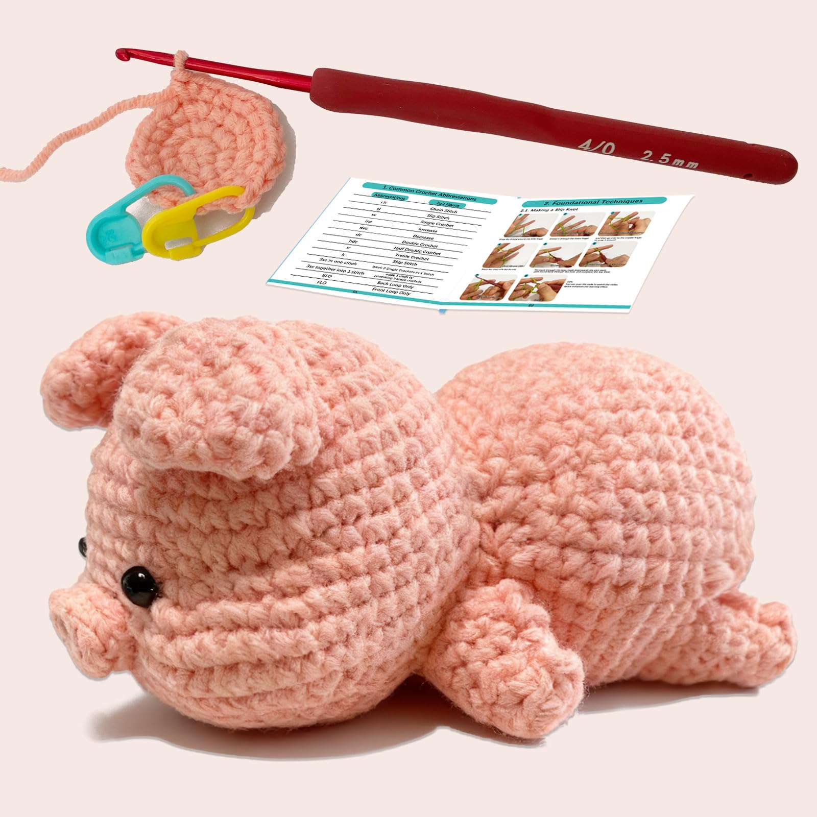 JueRum Pig Beginner Crochet Kits - crochet kits | Mubboo