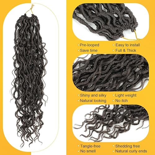 Miniatura 4 de 7 paquetes de cabello de ganchillo Goddess Locs de 18 pulgadas, cabello sintético de ganchillo para mujeres negras, cabello de ganchillo con