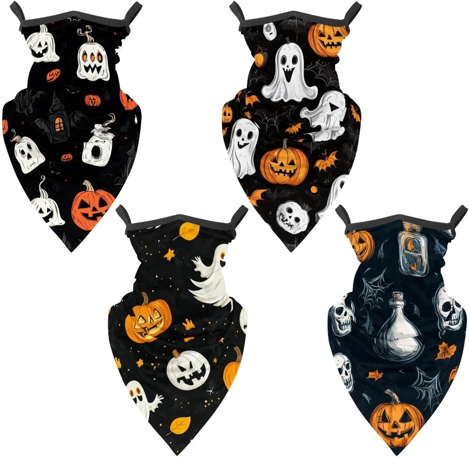 4 Pieces Halloween Pumpkin UV Protector Scarf, Summer Cooling Neck Gaiter for Men/Women