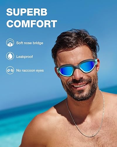 Miniatura 3 de ZIONOR G1 MAX - Gafas de natación polarizadas antivaho para hombres y mujeres A8 (polarizado + azul espejo),A2 (polarizado + humo),A5 (polarizado +