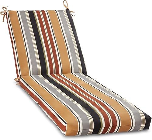 South Pine Porch Cojín reversible para silla de descanso para exteriores con lazos de cuerda, rayas de ladrillo